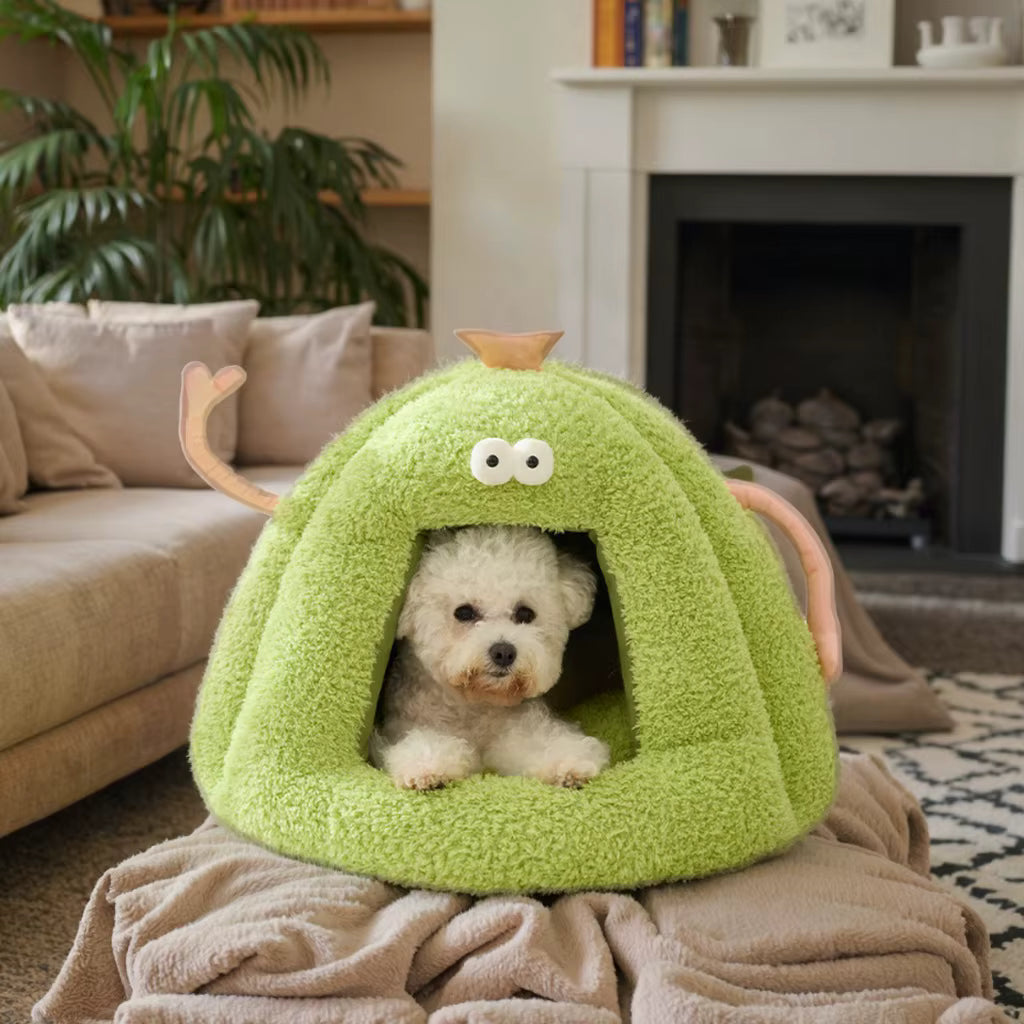 Hot Sale Luxury Modern Pet Bed Removable Cute Floral and Animal Print Plush Soft Comfortable Warm Dog Cat Bed for Winter