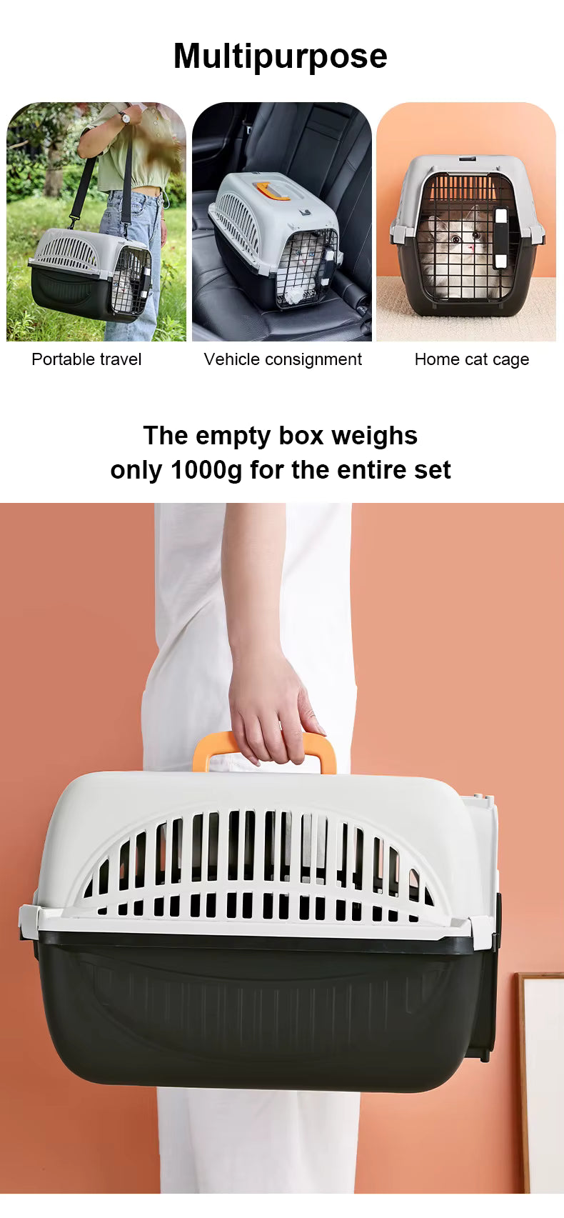 New Design Airline Approved Luxury Pet air  Plastic Dog Cat Cage Pet Carriers for Travel