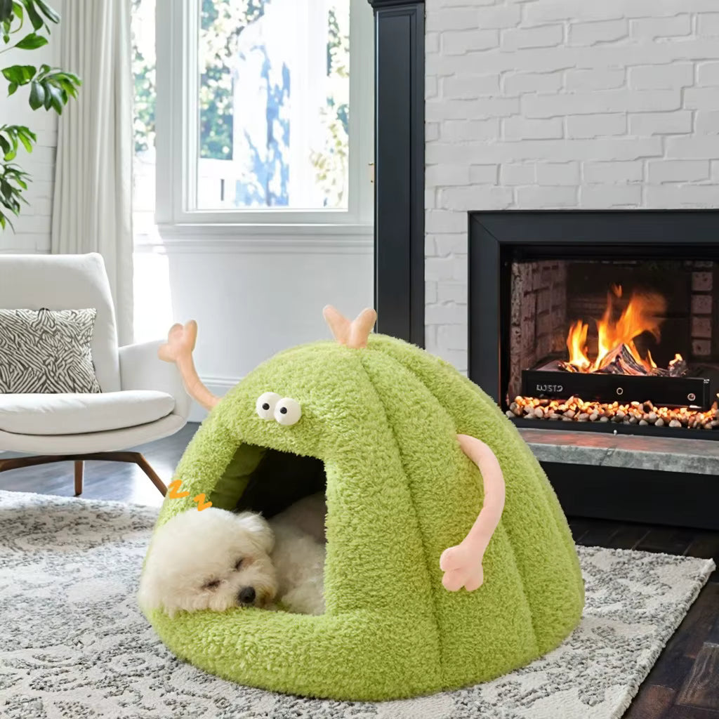 Hot Sale Luxury Modern Pet Bed Removable Cute Floral and Animal Print Plush Soft Comfortable Warm Dog Cat Bed for Winter
