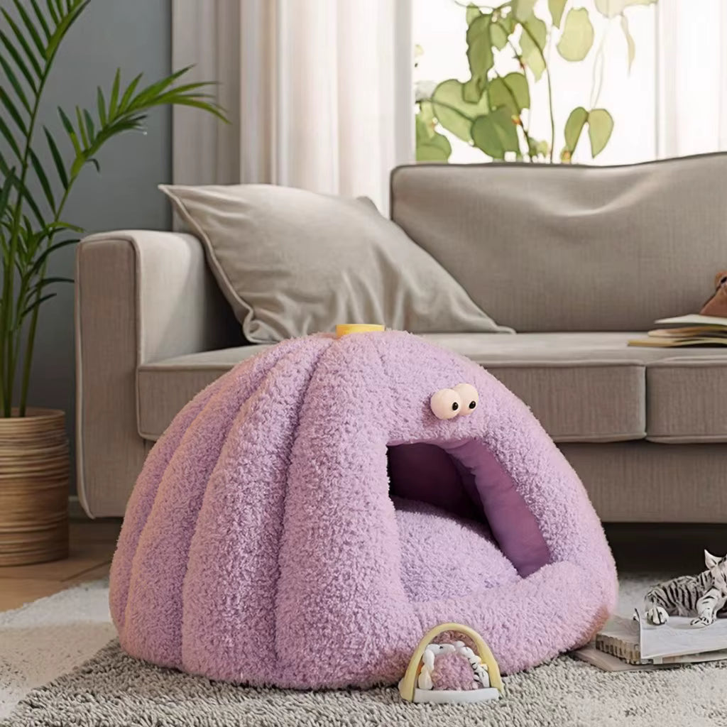 Hot Sale Luxury Modern Pet Bed Removable Cute Floral and Animal Print Plush Soft Comfortable Warm Dog Cat Bed for Winter